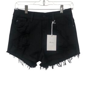 NWT KanCan Women's Black Denim Destroyed high Distressed Jean Shorts Size 27 (7)